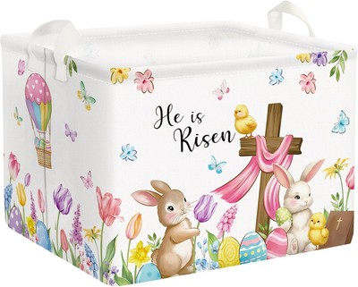 Clastyle Easter Egg Rabbit Cross Baby Gift Basket Empty Spring Flower 