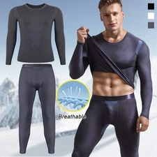 Sports Mens Thermal Underwear Set Long Johns Top Bottom Pants Base Layer Warm