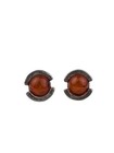 Silver Pierced Earrings Amber Vintage Stud Sterling