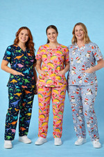 Women's Medical Scrub Set: V-Neck Top  Stretchy Pants - Soft, Comfortable