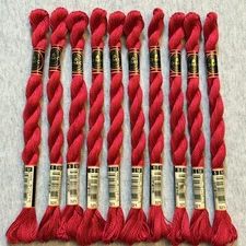 DMC Cotton Perle #5 Lot of 10 Red #321 Embroidery Floss Thread