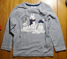 Tommy Bahama Kids Boys 3T Christmas Holiday Snow Dogs Gray L/S T-Shirt. NWOT