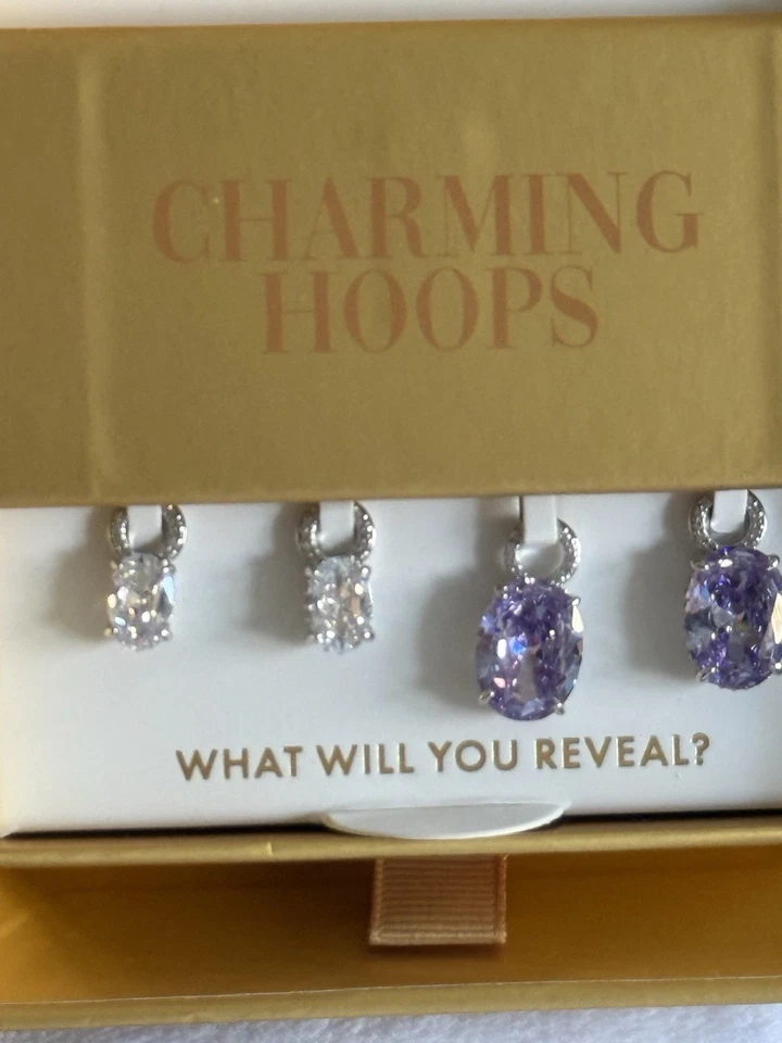 Aros con encanto Bomb Party All In The Details ER83134 CZ y topacio lavanda, rodio Foto 4 de 4