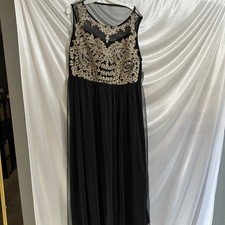 Candalite Women's 3XL Maxi Black Gold Floral Lace Pullover Stretchy