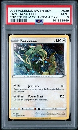 2024 POKEMON SWSH BSP RAYQUAZA-HOLO CRZ PREMIUM COLL-SEA & SKY PSA 9