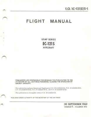 Lockheed EC-121S Warning Star 1972 Flight Manual Pilot's Handbook - CD