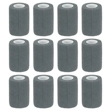 12 Rolls Adhesive Elastic Tape Bandage 3" x 5 Yards Wrap Knee Tape Gray