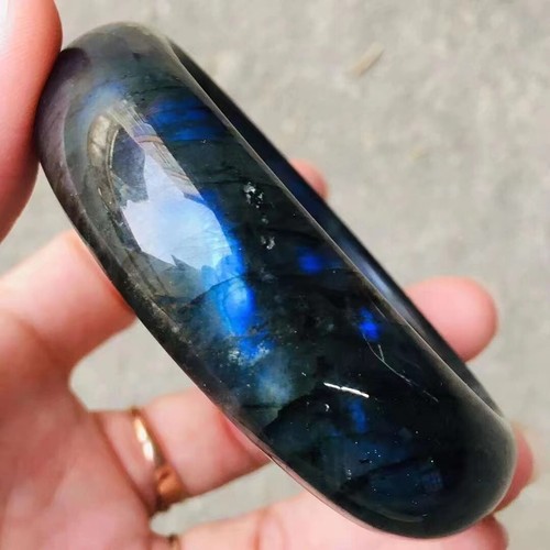 Bracciale Perline Cristallo Luce Blu Naturale Pietra Preziosa Labradorite Rettangolare AAAA - Foto 3 di 8