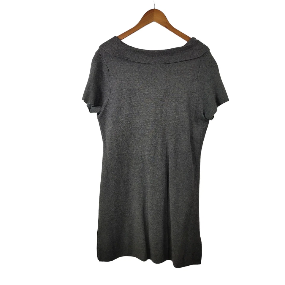 Coldwater Creek шерсти свитер мини-платье размер большой вязаный серый воротник туника - Изображение 3 из 4