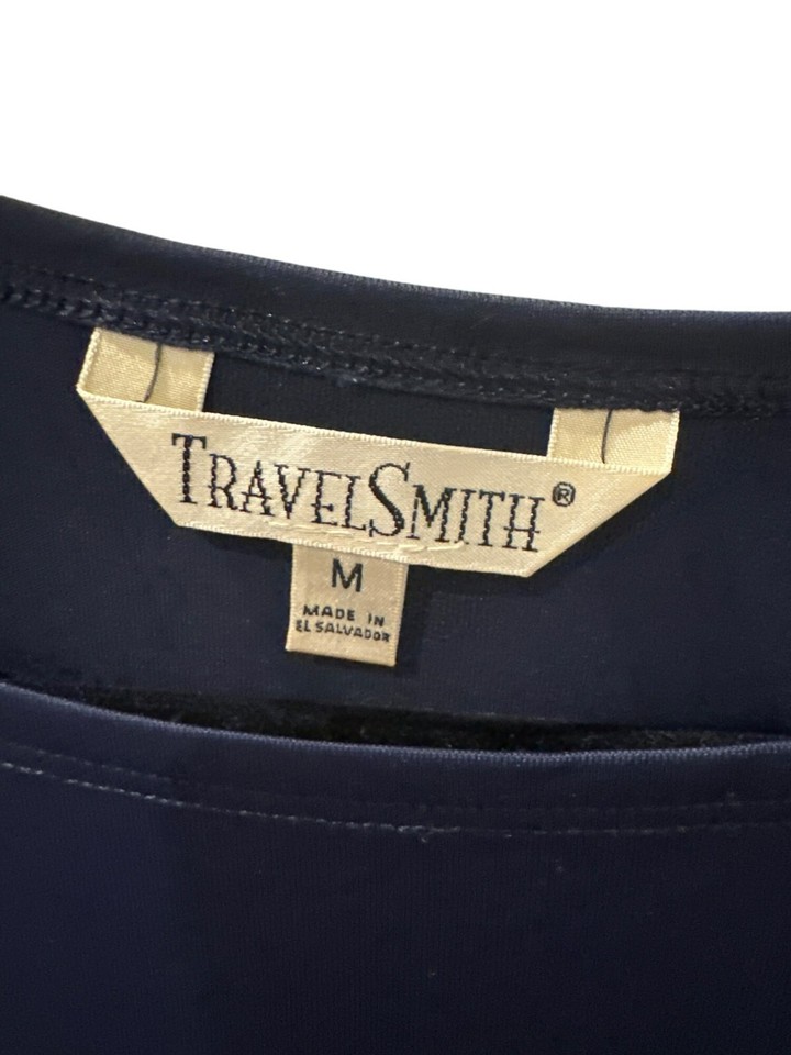 Travelsmith Navy Blue Swim Cover Up Dress Size Medium Short Sleeve