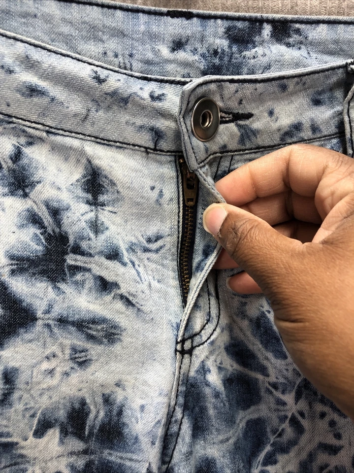 Pantalones Cortos de Denim City Streets Para Mujer Talla 13 Tie Dye Stone WashY2K BOHO Bohemio Foto 3 de 4