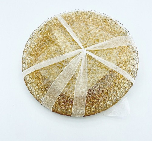 Turkish Glass Peach Pebbled 4 Plates Set Salad Dessert Clear Plates Set 8.2" NWT - Picture 10 of 12