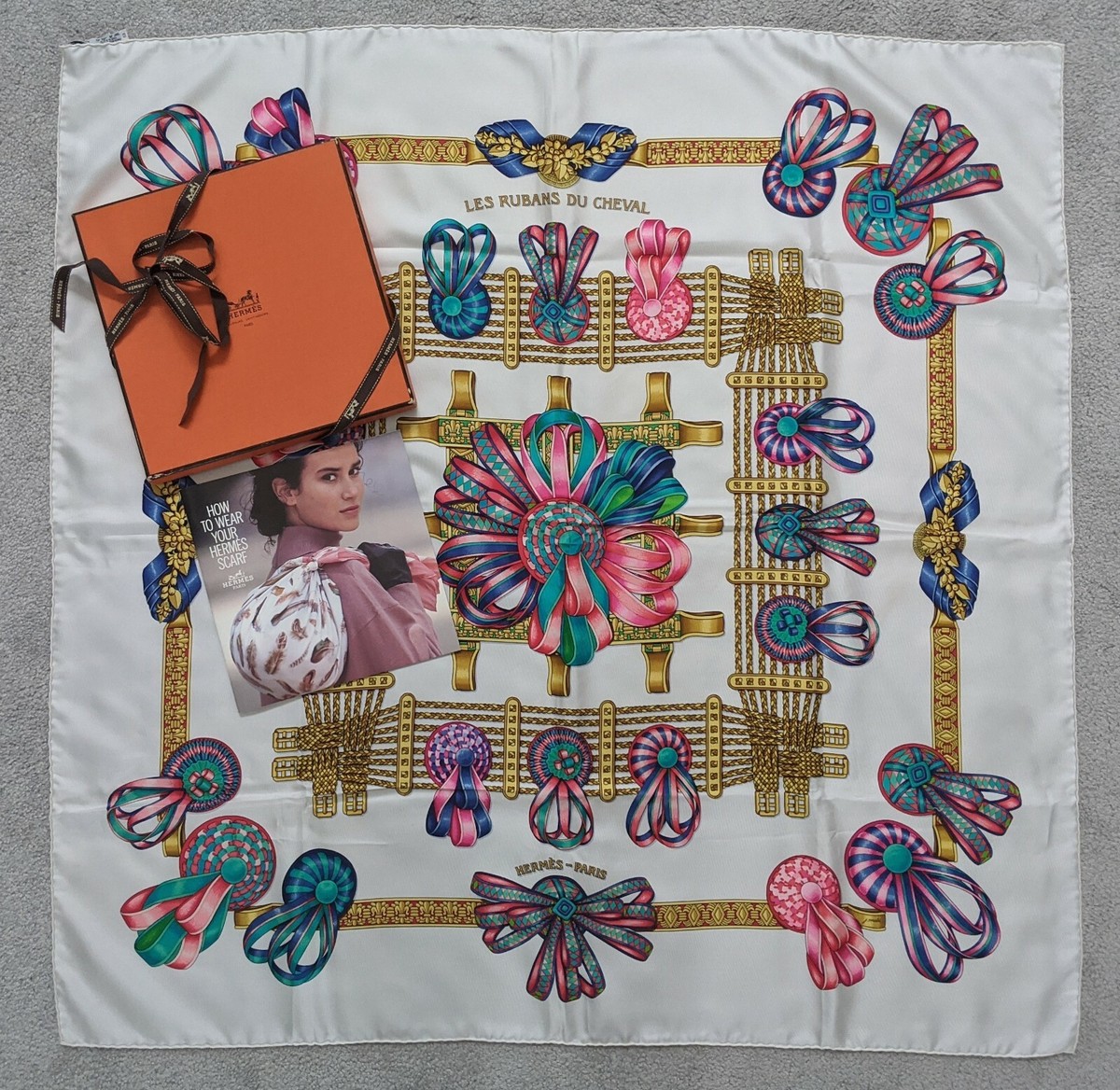 Authentic Hermes Silk Scarf “Les Rubans Du Cheval” By Authentic Hermes Silk Scarf “Les Rubans Du Cheval” By