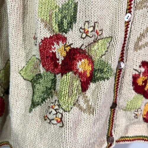 Vintage Talbots Knit Fruit Pattern Cardigan - Picture 5 of 13