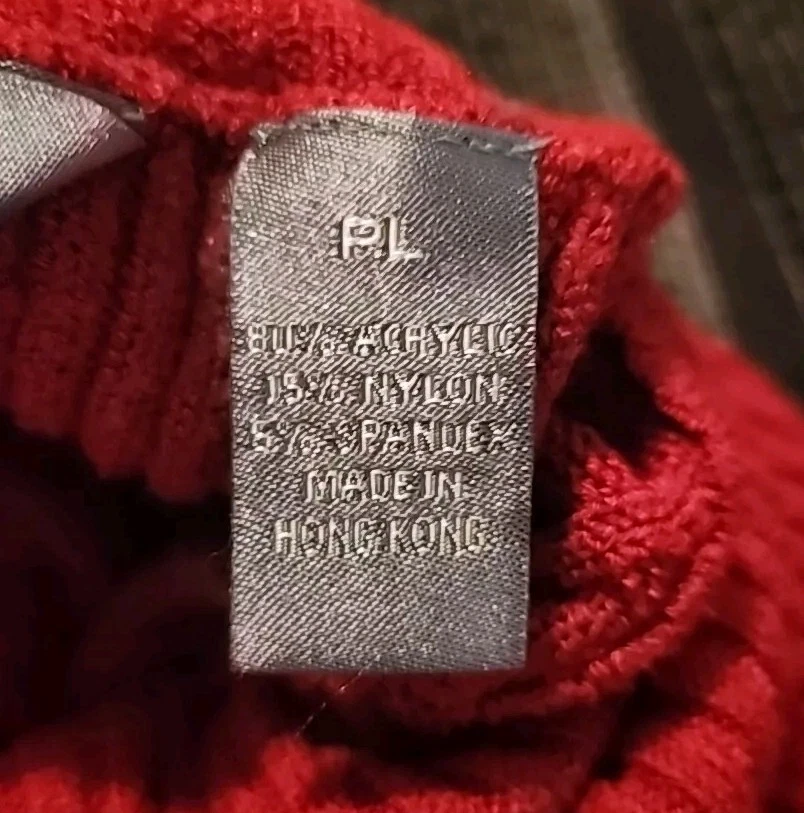 Hillard & Hanson Sweater Womens Petite Large Red Long Sleeve Turtleneck - Image 4 of 4