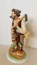 Raro Wallendorf Alemania Porcelana Leñador Leñador 8.5" Estatuilla Pipa, Hacha