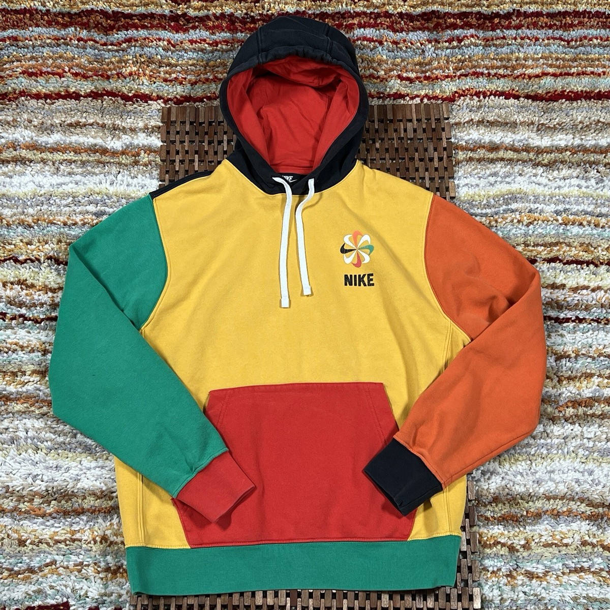 Nike Pinwheel Evolution of Swoosh Pullover Hoodie Yellow CQ7191