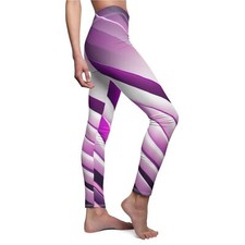 Purple and White Stripe - Women's Cut  Sew Casual Leggings AOP 