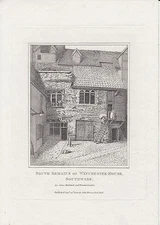 1800 A4 engraving of South Remains of Winchester-House Southwark by John Manson