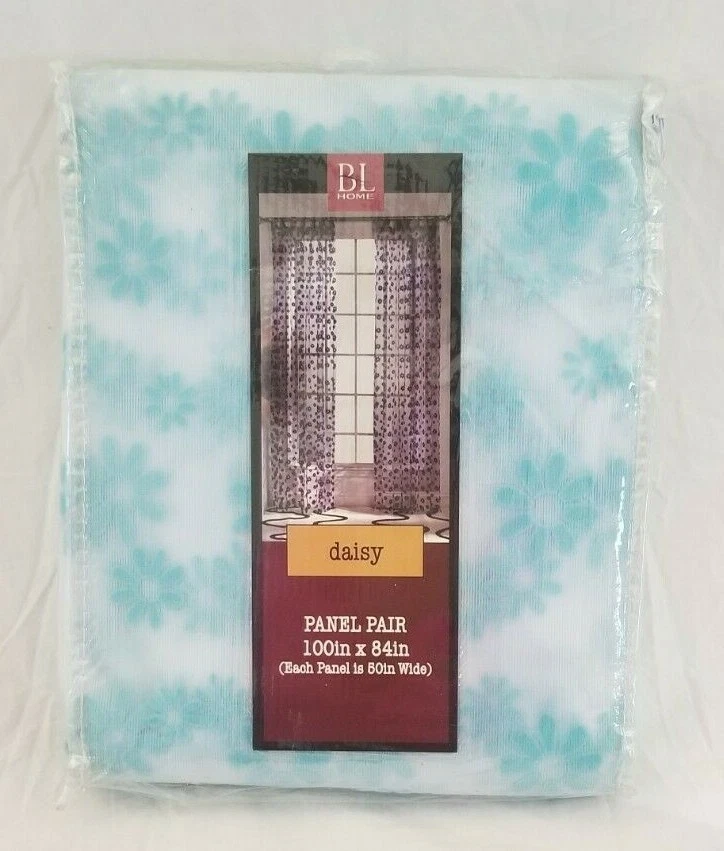 2 pc BL Home Paneles de Ventana de Margarita Turquesa (1 Par) 100" x 84" NIP Foto 2 de 4