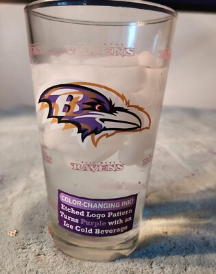 Baltimore Ravens NFL Color Changing Ink Glass Raven name turns purple with cold 