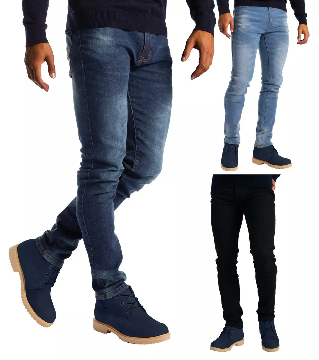 Mens Slim Fit Jeans Stretch Denim Pants Slim Skinny Casual