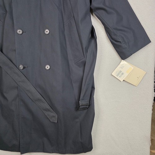 London Fog Trench Coat Mens Size 40S Black Rain Coat Classic Double Breasted NWT - Picture 5 of 16