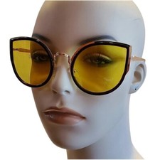 Cat Eye Sunglasses Yellow Lens Fashion Designer Style Women