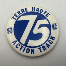 Terre Haute Action Track Pinback Button Pin Midget Sprint Racing 1975 Vintage