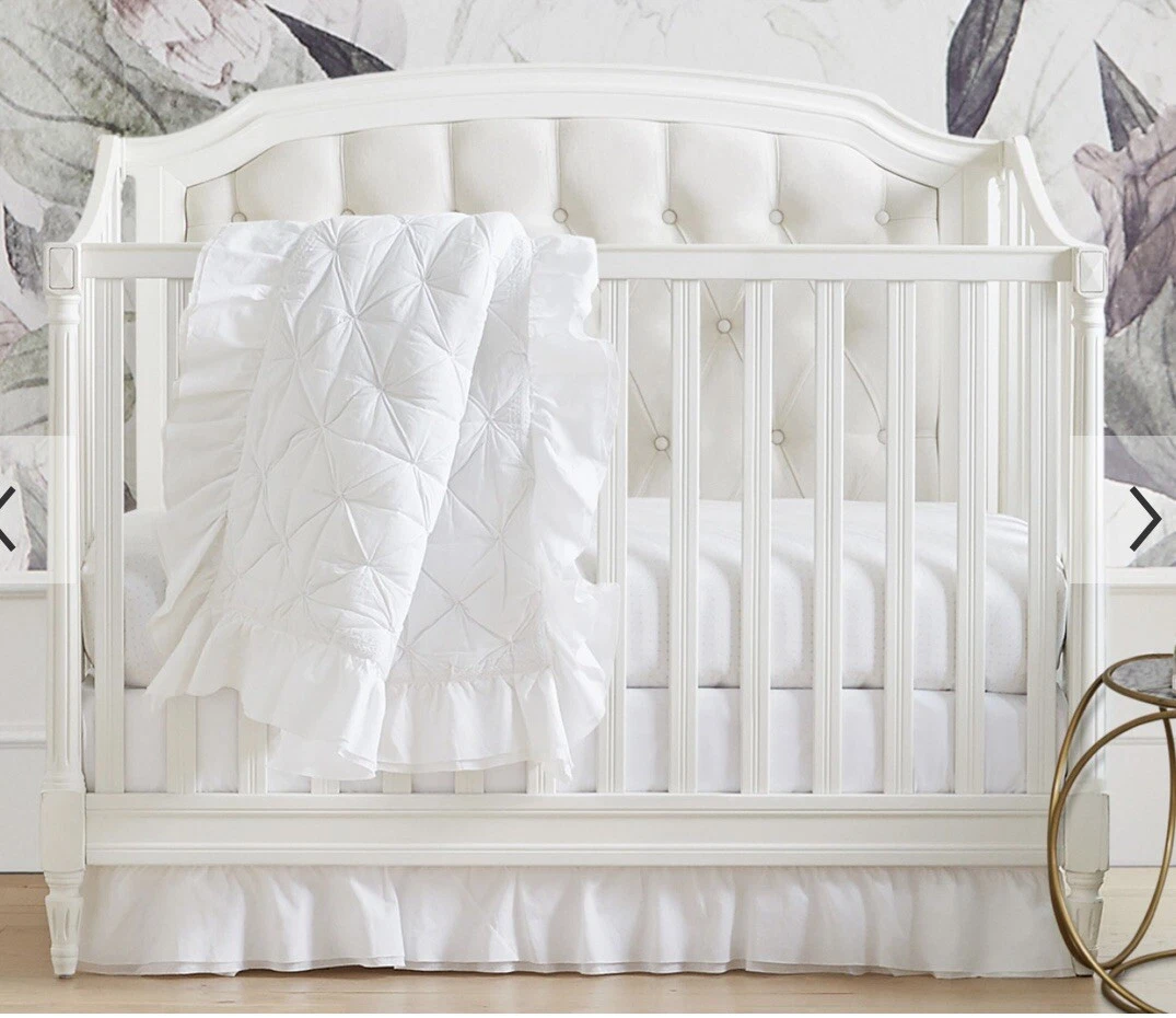 Pottery Barn White Sadie Ruffle Baby Comforter And Crib Skirt