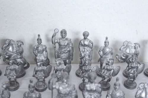 DECORATIVE PEWTER "ROMANS" SOLID PEWTER CHESS PIECES #10699 - Picture 3 of 14