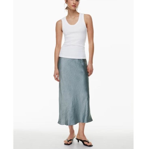 Babaton Damen Slab blau Slip Satin Maxirock Größe 10 Neu mit Etikett