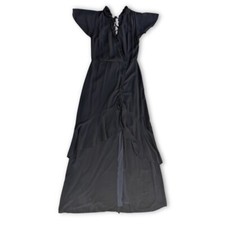 Lulu's Flutter Sleeve Black Ruffled Backless Maxi Chiffon Cocktail Party Dress M