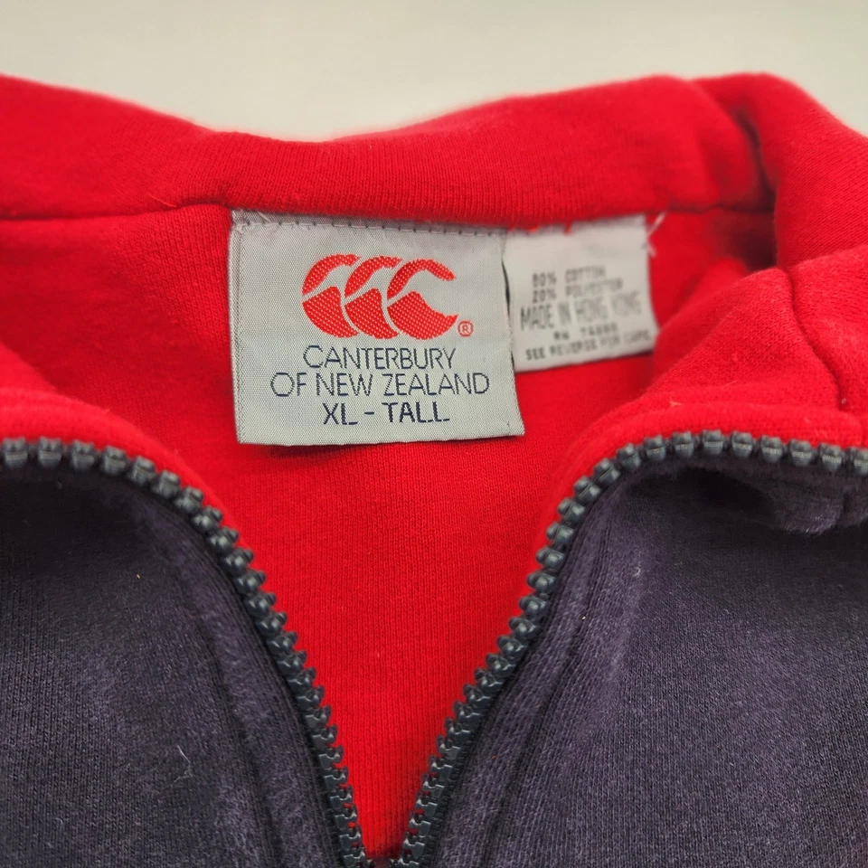 VTG Canterbury Of New Zealand Sweatshirt Men XLT Blue Pockets 1/4 Zip Pullover - Image 3 of 4