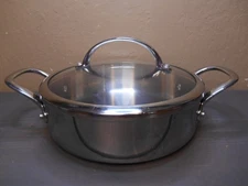 Williams Sonoma Hestan Two Handled 3 Qt 9.75" Stainless Sauteuse Pan w Glass Lid