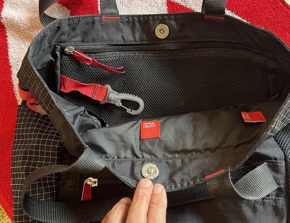 Bolso de Hombro Vintage Esprit Y2K Bolso de Mano/Deportes/Libro Negro/Rojo Ripstop Nylon Foto 4 de 4