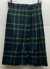 Vtg 70's Aston Kilt/Skirt Blackwatch Tartan Plaid New York London 100 Wool Sz10