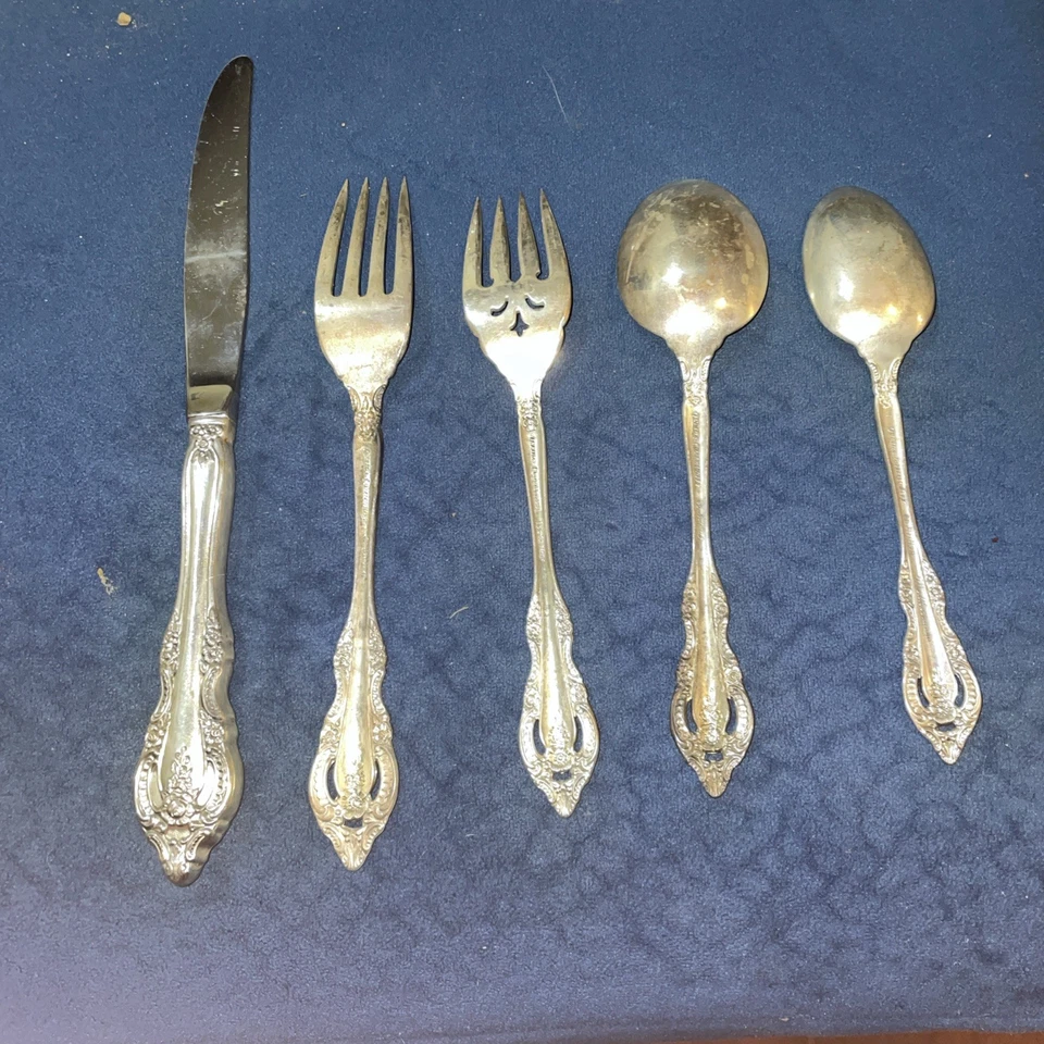 Oneida Michelangelo Sterling Silver Place Setting 5 Pc No Monograms - Image 3 of 4