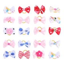 20 Pcs Dog Hair Band Pet Accessories Bow for Dogs Bows with Rubber Bands