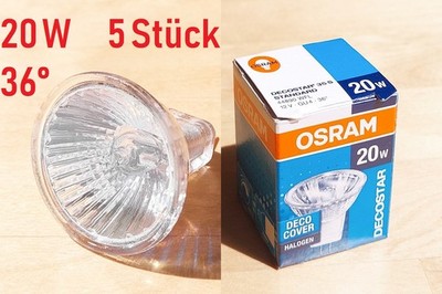 5 x Osram Decostar 35 GU4 36° 20W 12V Halogen Funkel-Klassiker 38 36D Grad WFL.S