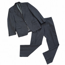 Hickey Freeman Suit Men 42R 32x31 Wool Gray Pinstripe Pleated Cuffed USA