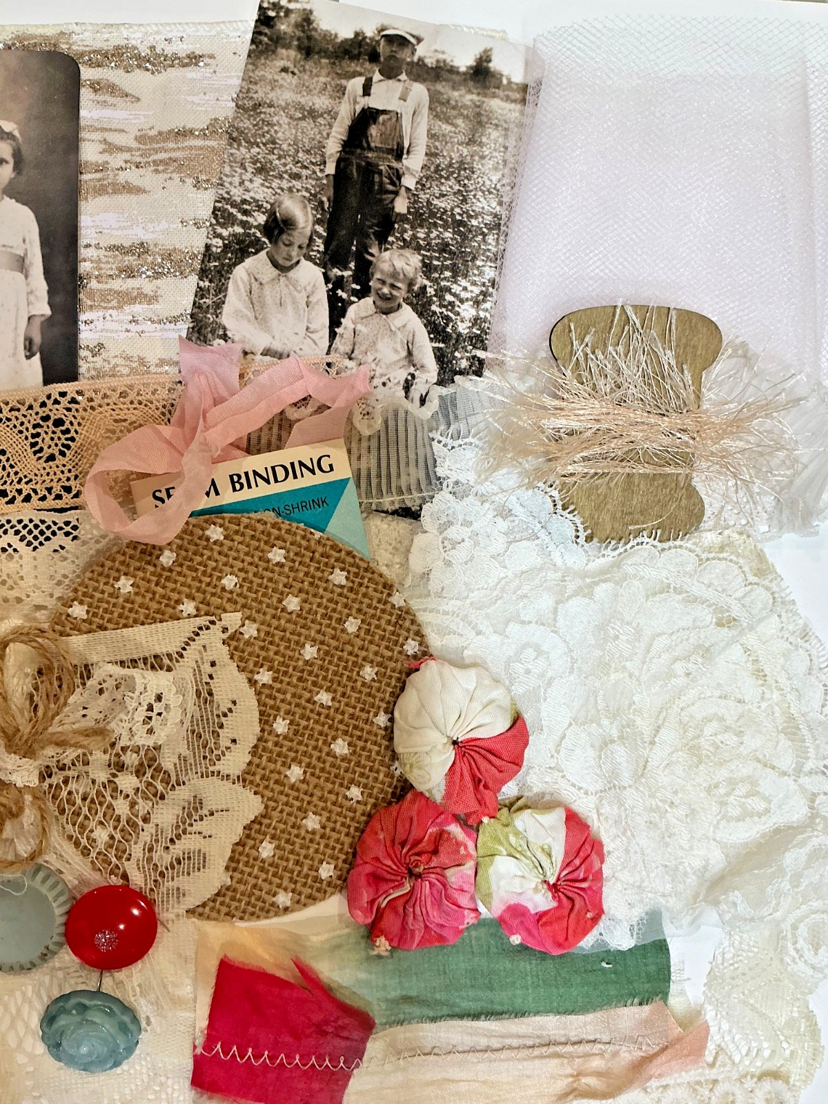 Slow Stitch Vintage Lace and Ephemera Mini Kit