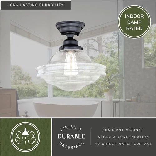 Vaxcel Lighting C0177 Huntley 1 Light 12"W Semi-Flush Ceiling - Bronze - Picture 10 of 12