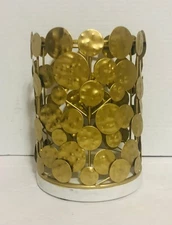 Handcrafted Gold Metal Decorative Kitchen Utensil Holder Marble Base