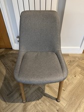 Upholstered Dining Chairs Grey Fabric Wooden Legs Set Of 8