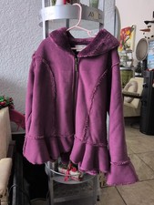 Widgeon Girls Plum Faux Suede/Faux Fur Lined Jacket Size 12 Years