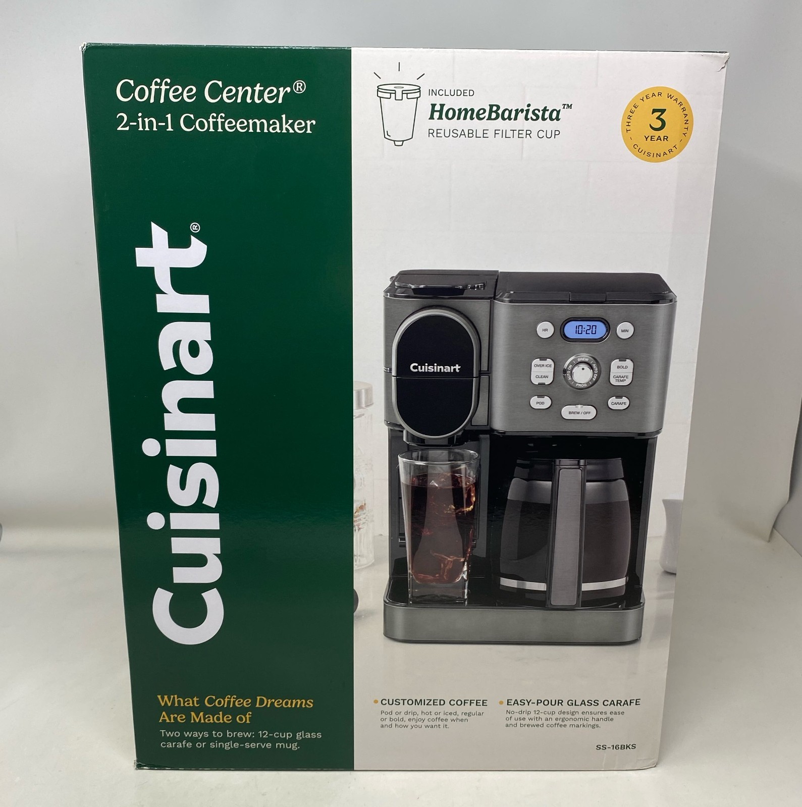 Cuisinart Coffee Center SS-16BKS 2-in-1 Coffee Maker, Black Stainless, 12-Cup