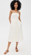 NWT! Reformation Kerrie Dress White Smocked Midi Dress Spaghetti Straps Size 4