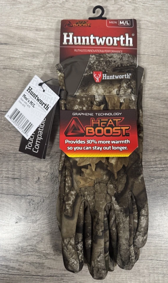 Huntworth Men's Heat Boost Hunting 5-Finger Glove Realtree APX Camo Size M/L - Image 2 of 4