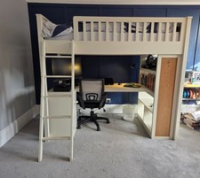 Indigo Living Noah Cabin Bed with Desk Storage Ladder Bookcase – Solid Wood